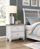 White and Gray Finish 1pc Bedroom Nightstand of 2 Drawers Classic Design Wooden Furniture B011P245007