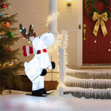 44" Animated Skiing Christmas Reindeer - 98 Cold White LEDs 12 Color String Lights, Red Scarf 51142454