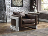 Betla Espresso Top Grain Leather & Aluminum Accent Chair B2726P457630