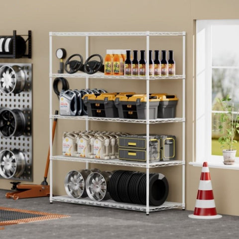 ZUN Warehouse, supermarket, kitchen, and other 5-layer heavy-duty shelves with wheels and 37509177