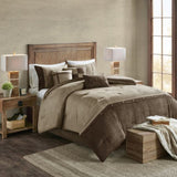 7 Piece Faux Suede Comforter Set Brown Cal King B03597293