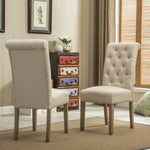 ZUN Habit Solid Wood Tufted Parsons Dining Chair, Set of 2, Tan T2574P164545