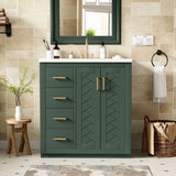 30'' Bathroom with Ceramic Sink Combo,Solid Wood Frame Bathroom Storage Cabinet, Freestanding N710P191970F