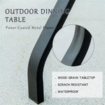 ZUN Outdoor Patio Dining Table Square Metal Table with Umbrella Hole and Wood-Look Tabletop for W1859113136