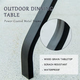 Outdoor Patio Dining Table Square Metal Table with Umbrella Hole and Wood-Look Tabletop for W1859113136