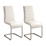 ZUN Contemporary White Padded Leatherette 2pc Side Chairs Set of 2 Chairs Kitchen Dining Room Metal B01158418