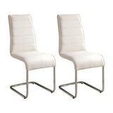 ZUN Contemporary White Padded Leatherette 2pc Side Chairs Set of 2 Chairs Kitchen Dining Room Metal B01158418