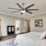 62 in. Integrated LED Brushed Nickel Plywood Smart Ceiling Fan with Remote Control W1367139021