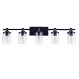 ZUN 5-Light E26 Bulb Vanity Lights,Matte Black Bathroom Vanity Light Fixtures with Clear Glass, Indoor W2877P216837