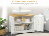 Pedestal Sink Storage Cabinet, Under Sink Cabinet with Double Doors, Crystal White, Dark Walnut-AS 34486220