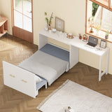 Twin Size Murphy Cabinet Bed with Adjustable Position Desk, Murphy Chest Dresser Bed with Foldable N733P272603K