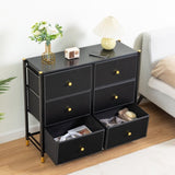 ZUN DrawerTall Dresser with 6 PU Leather Front Drawers, Storage Tower with Fabric Bins, Double W679123937