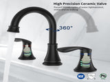 2-Handle 8 inch Widespread Bathroom Sink Faucet Matte Black Lavatory Faucet 3 Hole 360&deg Swivel Spout T3177P277514
