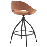 2pcs hollow backrest PU spray-coated bent iron feet bar stool brown with swivel 59533108