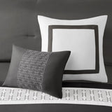 8 Piece Embroidered Comforter Set Dark Grey Cal King B035P266660