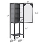 ZUN Metal Glass Door Display Storage Cabinet - 5-Tier Cube Bookshelf Storage Cabinet with 3 Adjustable W2735P186327