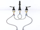 2-Handle 8 inch Widespread Bathroom Sink Faucet Matte Black Lavatory Faucet 3 Hole 360&deg Swivel 99411719