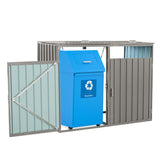 Garbage Bin Shed Stores 2 Trash Cans Metal Outdoor Bin Shed for Garbage Storage,Stainless Galvanized 36500696