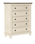 ZUN Transitional Rustic Style 1pc Chest of 5x Drawers Antique White and Rosy Brown Bedroom Furniture B011P225155