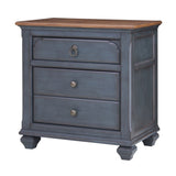 3-Drawer Nightstand, No Assembly Required, Corduroy Blue Finish B108P193084