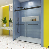 Bypass shower door, sliding door, with 5/16" tempered glass and Matted black finish 4874 W2122P225211