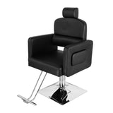 ZUN PVC Leather Cover Galvanized Square Plate With Footrest Reclining Barber Chair 300lbs Black HZ8897B 70318584