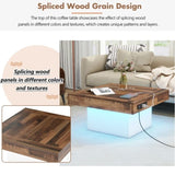 ZUN ON-TREND 31.4'' x 31.4'' Farmhouse Coffee Table with 2 USB Ports and Outlets, Brown Spliced Wood N721P189320K