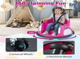 Pink 5-Point Seat Belt Kids Bumper Car with Flashing Lights & Music, Safe 0.7-1.2 MPH Ride-On Toy 06118323