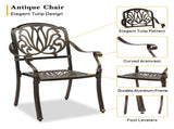 Set of 2 Cast Aluminum Patio Dining Chairs, Stackable Outdoor Bistro Chairs with Armrests for 93510049
