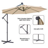 ZUN 10 FT Solar LED Patio Outdoor Umbrella Hanging Cantilever Umbrella Offset Umbrella Easy Open 84132735