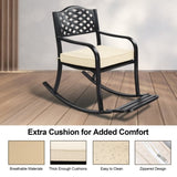 Metal Chair, Outdoor Bench with Cushion, Patio Rocker with Footrest, Weatherproof 64175389