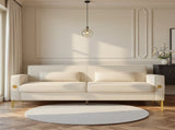 FX-P18-BEModern Beige Sofa Couch for Living Room, 85.83" Upholstered 3-Seater Sofa with Metal W57649843