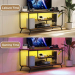 ZUN TV Stand Power Outlets and LED Lights - TV Stand for TVs up to 55 Inch, Entertainment Center W2977P224348