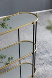 48.5x16.5x50" 3-Tier Metal Console Table, Black Gold Mirrored Shelf W2078125787