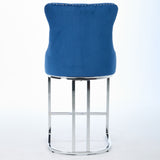 25" Counter Height Bar Stools Set of 2, Modern Velvet Barstools with Button Back&Rivet Trim W1143P217852