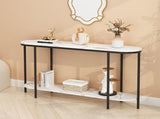 Console Table 2 Tier Entryway Table with Storage Shelves Faux Marble 40107718