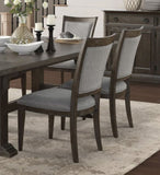 Transitional Brown Gray Side Chairs Set of 2, Fabric Upholstery Seat Back Wooden Dining Furniture B011P321316