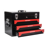 ZUN 20" Portable 3 Drawer Steel Tool Box with Metal Latch Closure, Black&Red W1102131154