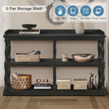 Console with 3-Tier Open Storage Spaces And Roman Column Effect Support Legs,Narrow Sofa Entry W1445P162737