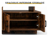 Rotted Wood Finish Embossed Fireplace TV Stand, 179*35*57.5cm, Particle Board, 4 Doors & 2 Shelves, 51173242