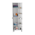 ZUN Urano Corner Linen Cabinet, Five External Shelves, Single Door, Four Interior Shelves -White B20091991