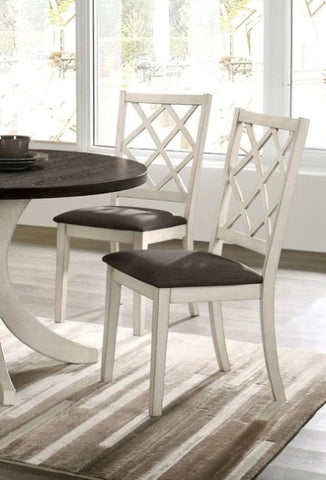 ZUN Antique White Solid wood Set of 2 Chairs Unique Design Back Kitchen Dining Room Breakfast Grey HS11CM3491SC-ID-AHD