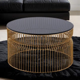 CT901 Modern Contemporary Metal Nested base and Tinted tempered glass top material 30" Coffee Table, B009P306192