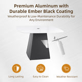 Modern 44" Rounded Square Outdoor Pedestal Dining Table, Greek Marble-Look Sintered Stone Top, W1886P309725