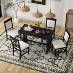 ZUN 5-Piece Retro Dining Set, Rectangular Wooden Dining Table 4 Upholstered Chairs for Dining Room 34220752