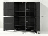 Outdoor PE Rattan Storage Cabinet with Adjustable Shelves, Anti-Tip Garden Tool Storage Shed for 42458503