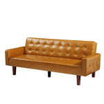 ZUN Brown Convertible Double Folding Room Sofa Bed, PU Leather, Tufted Buttons, Suitable for 67482142