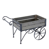 24.4x12.6x15.4" Rustic Black Trolley Cart Plant Stand, Planter W2078P322246