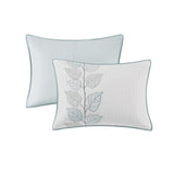 6 Piece Embroidered Quilt Set with Throw Pillows Blue Full/Queen B03597608