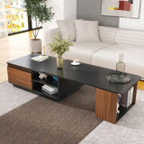 Extendable Coffee Table, Length Adjustable Wood Coffee Table with 2 Storage Drawers for Living Room, W331P262583